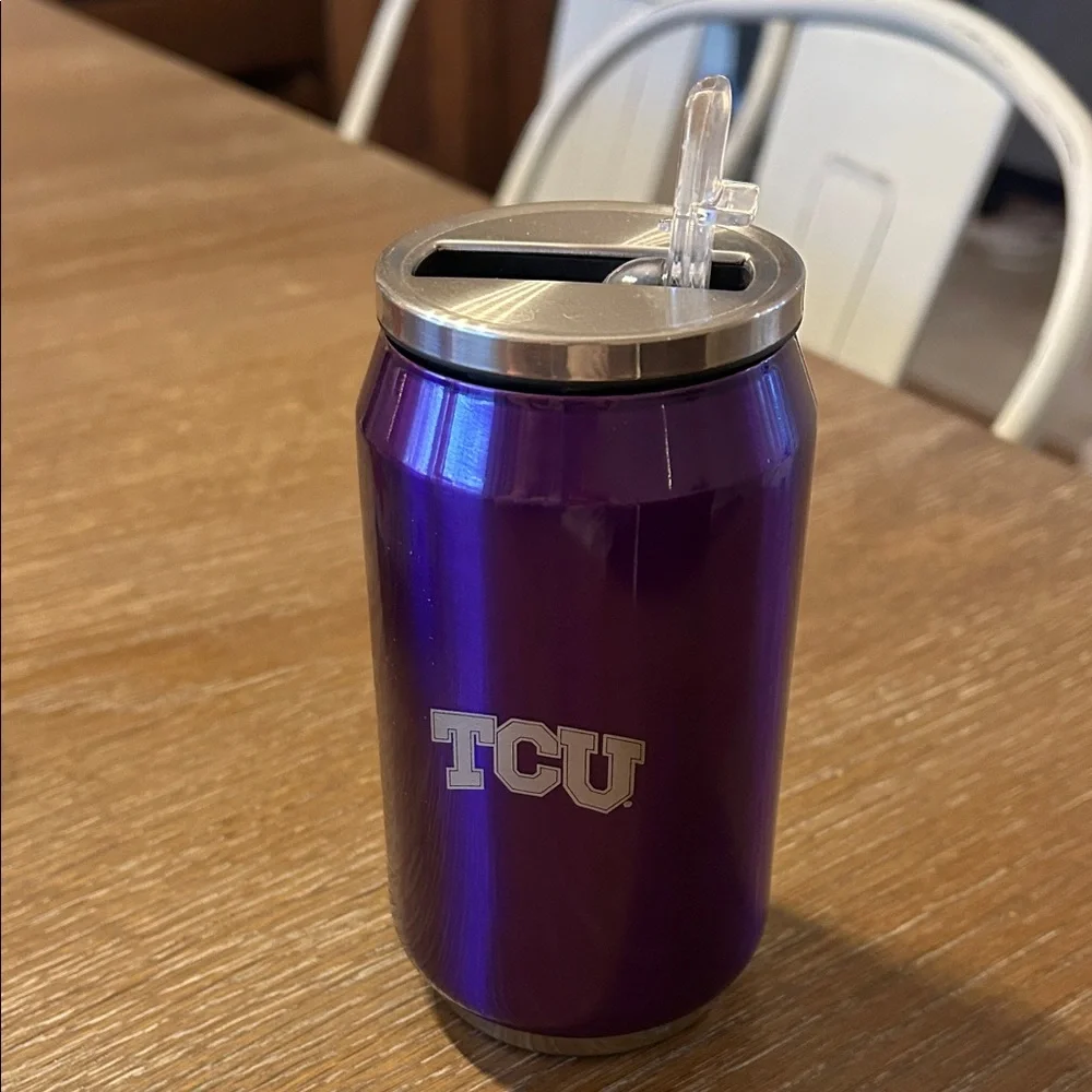 ~3 for $12 bundle~ TCU Purple Can-Shaped Tumbler with Straw